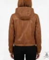 Womens Caramel Crunch Leather Hoodie back