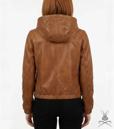Womens Caramel Crunch Leather Hoodie back