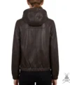 Womens Chocolate Leather Hoodie back