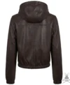 Womens Chocolate Leather Hoodie back view