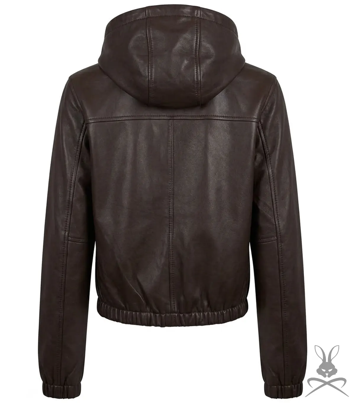 Womens Chocolate Leather Hoodie back view