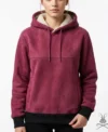 Womens Ira Hot Pink Suede Leather Hoodie