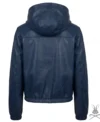 Womens Navy Blue Leather Hoodie back view