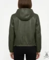 Womens Olive Leather Hoodie back