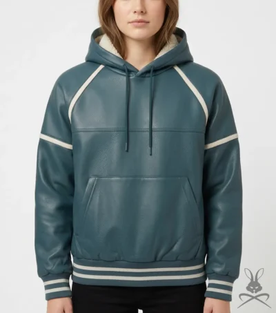 Womens Steele Dark Cyan Leather Sweatshirt