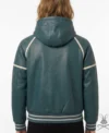 Womens Steele Dark Cyan Leather Sweatshirt back