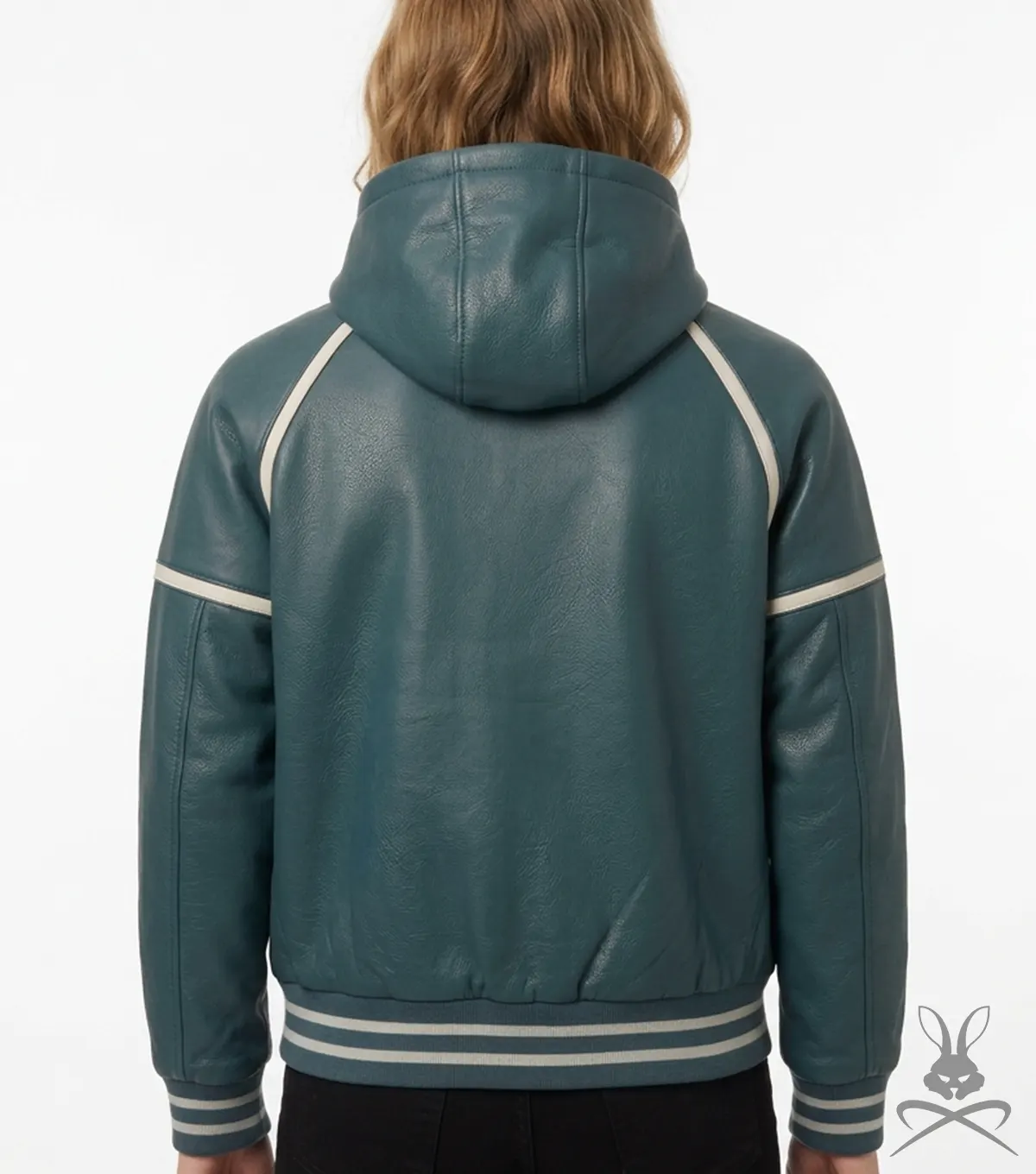 Womens Steele Dark Cyan Leather Sweatshirt back