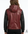 Womens Two-Tone Leather Hoodie back