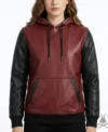 Womens Two-Tone Leather Hoodie