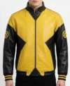X Men Bomber Jacket Yellow Black Real Leather