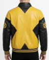 X Men Bomber Jacket Yellow Black Real Leather back