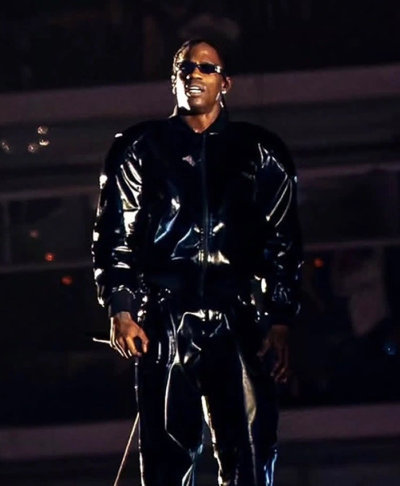 Ye Live Travis Scott Glossy Leather Suit