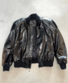 Ye Second Homecoming Concert Live Travis Scott Glossy Black Leather Jacket Front