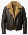 buy Brown Leather Zipper Jacket With Shearling Lining