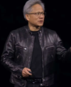 2026 Jensen Huang Black Leather Motorcycle Jacket Front