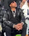 Allen Iverson Philadelphia 76ers Home Opener Game Black Leather Bomber Jacket