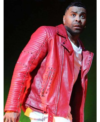 American Singer Ginuwine Studded Red Leather Biker Jacket Right
