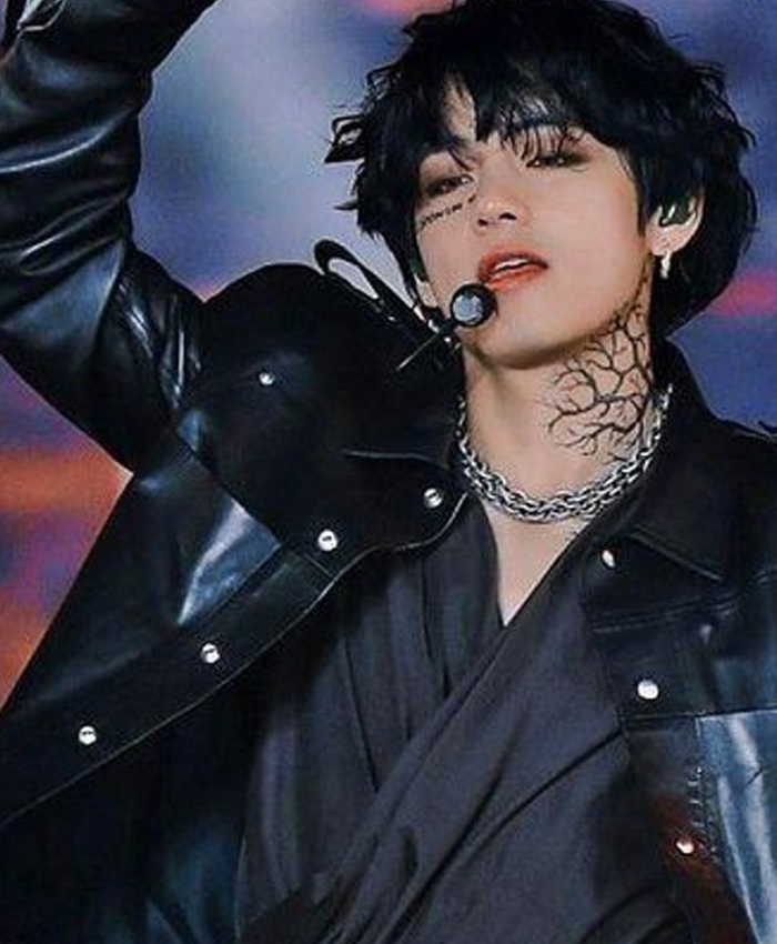 BTS Kim Taehyung On Song Mv Black Leather Jacket Closeup