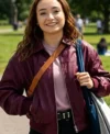 Below 2026 Ruby Stokes Maroon Leather Jacket