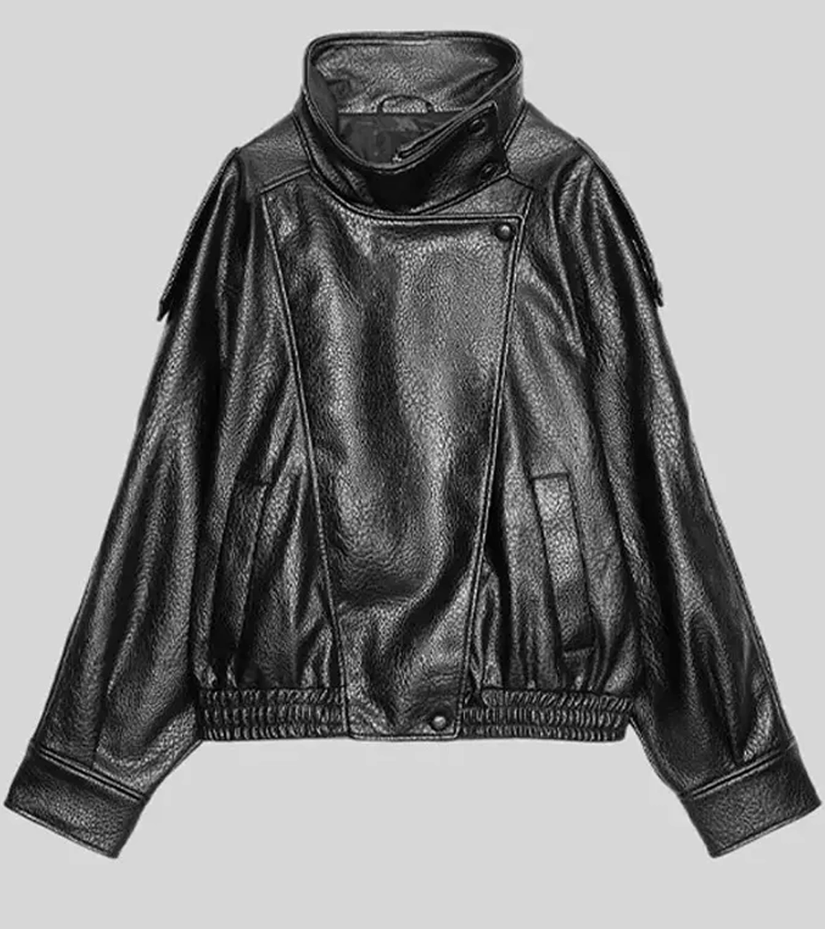 Buy I Play Rocky Stephan James Black Pebbled Leather Bomber Jacket