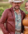 Buy Jason Aldean California SabesWings 2026 Burgundy Leather Jacket On Sale