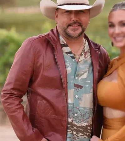 Buy Jason Aldean California SabesWings 2026 Burgundy Leather Jacket On Sale