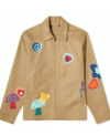 Buy Joe Burrow Paris Fashion Week 2026 Camel Patchwork Harrington Leather Jacket On Sale