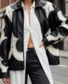 Buy Laya DeLeon Hayes The Equalizer TV Series S05 Delilah Black and White Leather Studded Jacket On Sale