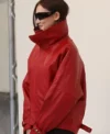 Buy Lola Tung Paris Fashion Week SS27 Red Leather Jacket On Sale
