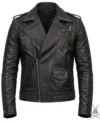 Buy Mens Black Full Studded Real Leather Biker Jacket