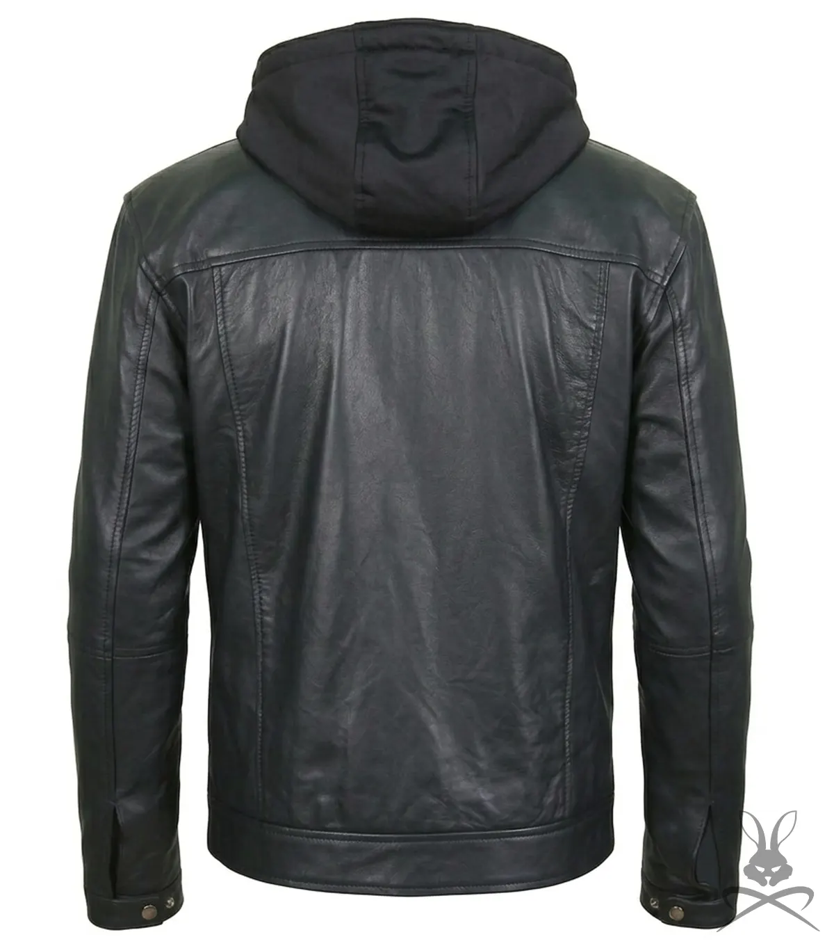 Buy Mens Black Genuine Leather Biker Jacket with Hoodie