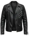 Buy Mens Black Punk Rock Studded Real Leather Biker Jacket