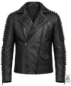 Buy Mens Black Studded Punk Rock Real Leather Biker Jacket