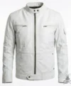 Buy Mens Flawless White Bomber Real Leather Racer Jacket