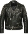 Buy Mens Lambert Black Studded Spiked Leather Biker Jacket