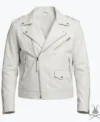 Buy Mens White Brando Biker Motorcycle Genuine Leather Jacket