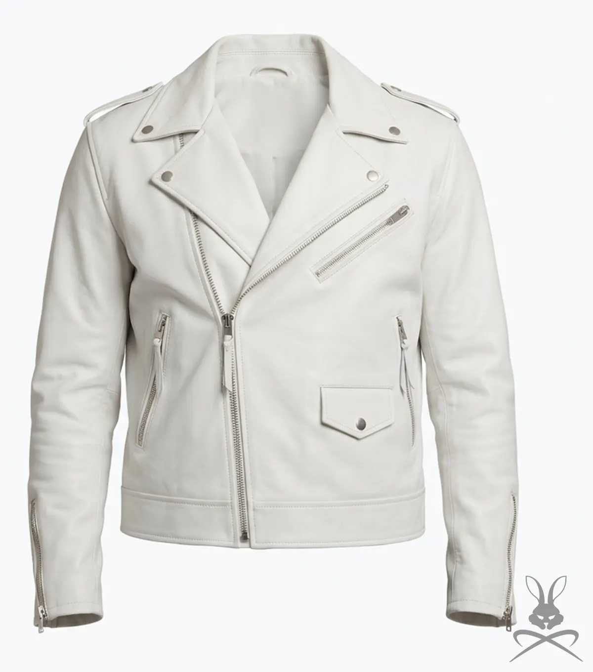 Buy Mens White Brando Biker Motorcycle Genuine Leather Jacket
