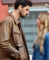 Buy Michele Morrone Movie Housemaid’s Secret Brown Leather Jacket On Sale