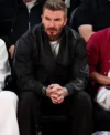 Buy NBA China games 2026 David Beckham Black Bomber Leather Jacket On Sale