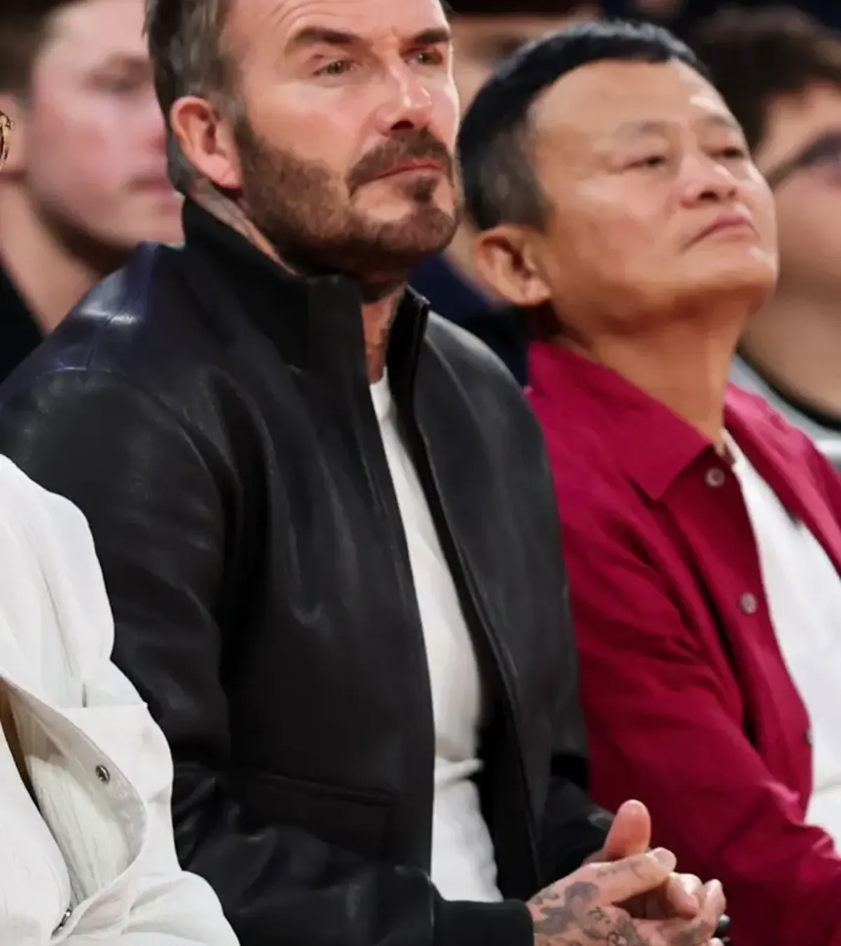 Buy NBA China games 2026 David Beckham Black Bomber Leather Jacket