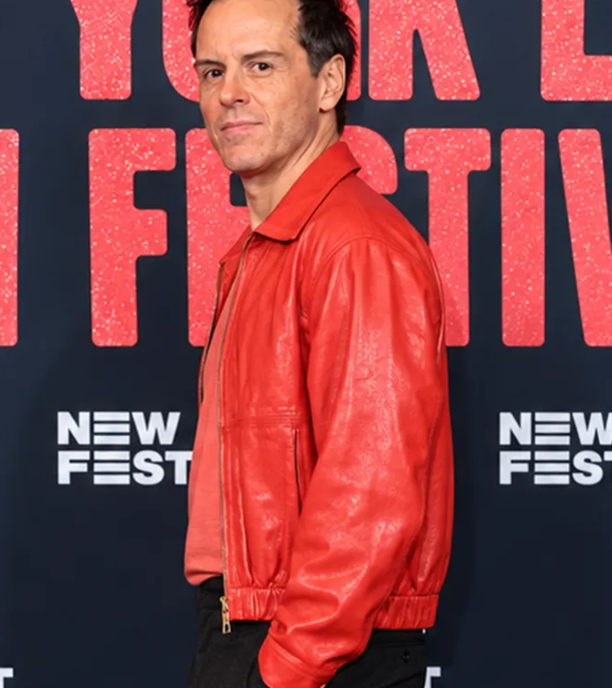 Buy New York City Film Festival 2026 Andrew Scott Red Leather Jacket On Sale