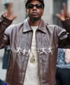 Buy New York Fashion Week 2026 Joey Badass Brown Leather Jacket On Sale