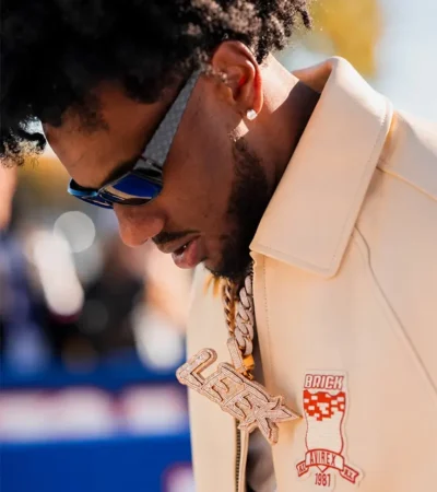 Buy Nigel Sylvester x Avirex ICON Malik Nabers White Bomber Leather Jacket