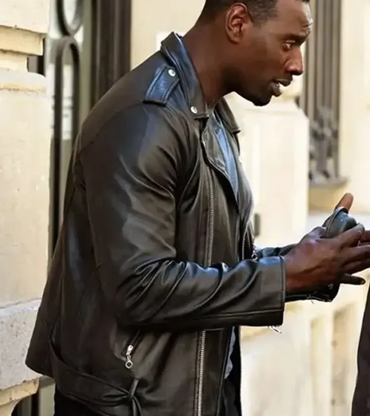 Buy Omar Sy TV Series 2023 Assane Diop Black Real Leather Jacket