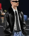 Buy PFW 2026 Romeo Beckham Black Leather Jacket On Sale