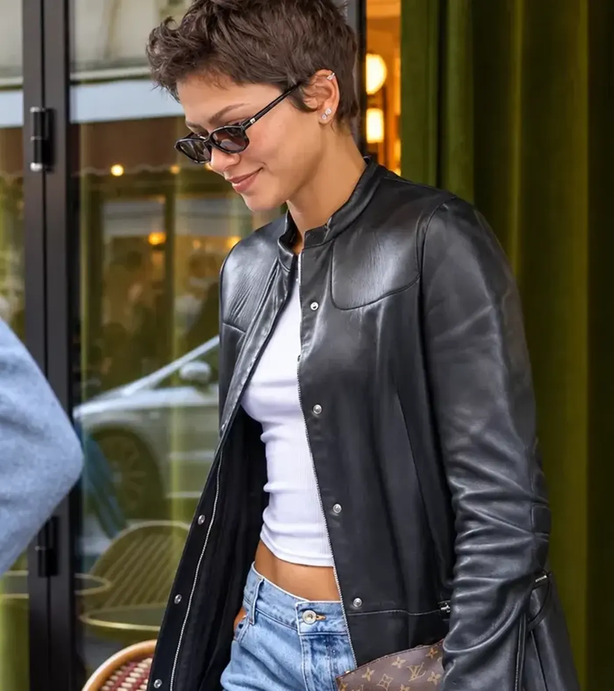 Buy Paris 2026 Zendaya Black Leather Coat On Sale