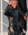 Buy Paris Fashion Week 2026 Cynthia Erivo Black Pebbled Leather Biker Jacket On Sale