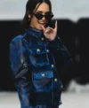 Buy Paris Fashion Week 2026 Daniela Avanzini Navy Blue Leather Safari Jacket On Sale