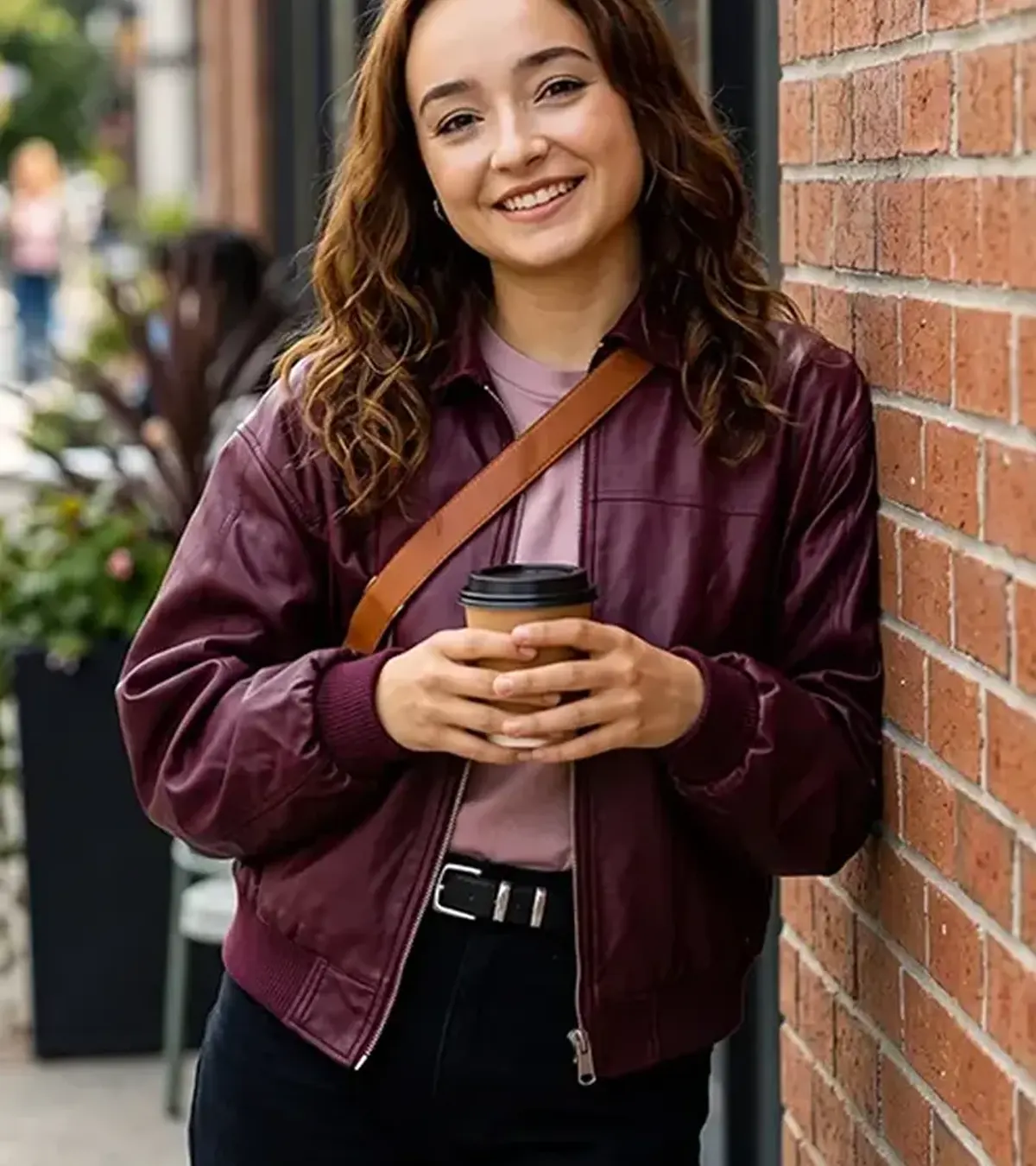 Buy Ruby Stokes TV Series Below 2026 Mary Penney Maroon Leather Jacket On Sale