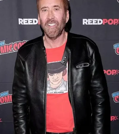 Buy Spider Noir 2026 New York Comic Con Nicolas Cage Black Leather Cafe Racer Jacket On Sale